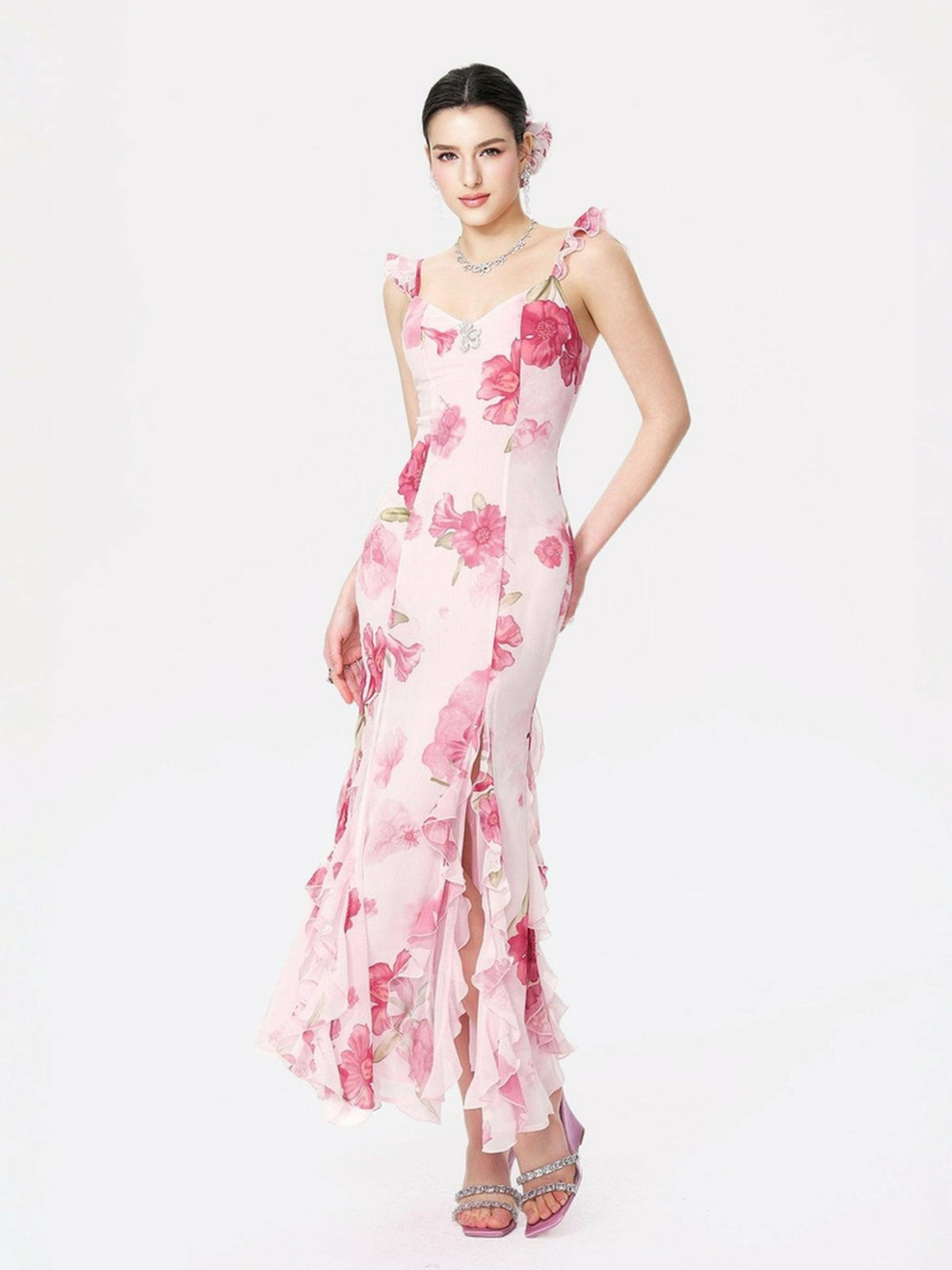 Cera Dress: Pink Maxi Dress for Garden Wedding Guest - Nana Jacqueline