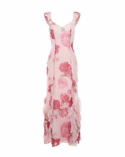 Cera Dress: Pink Maxi Dress for Garden Wedding Guest - Nana Jacqueline