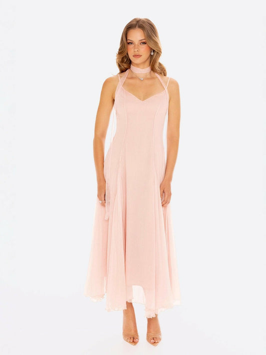 Irena Dress: Pink Maxi Dress for Garden Wedding Guest - Nana Jacqueline
