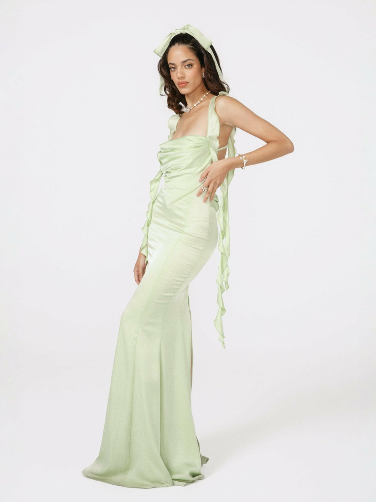 Caroline Dress: Green Maxi Dress for Destination Wedding - Nana Jacqueline