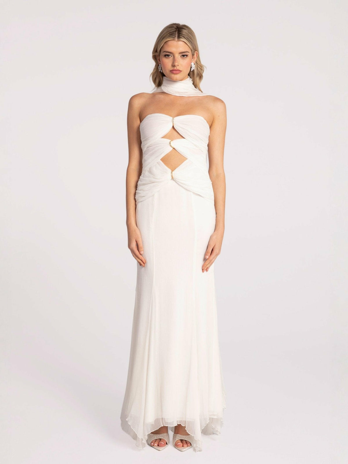 Cassandra Dress: White Maxi Dress for Rehearsal Dinner - Nana Jacqueline