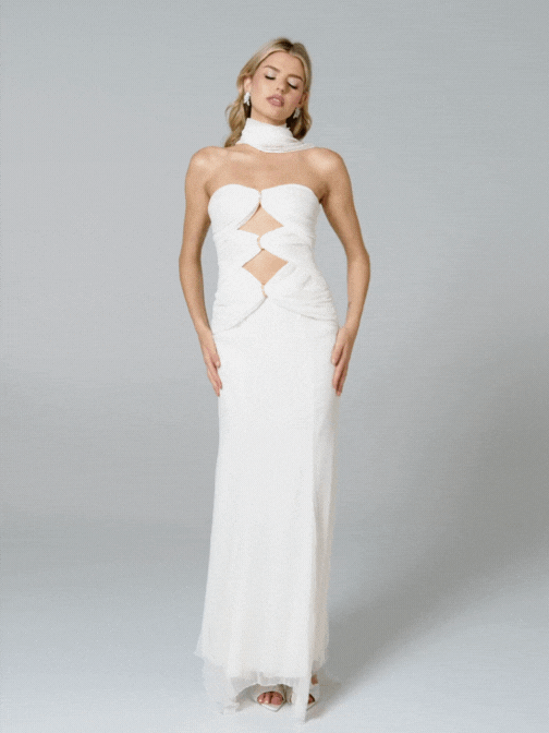 Cassandra Dress: White Maxi Dress for Rehearsal Dinner - Nana Jacqueline