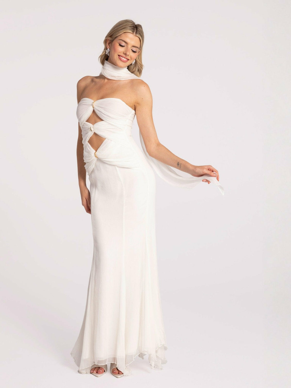Cassandra Dress: White Maxi Dress for Rehearsal Dinner - Nana Jacqueline