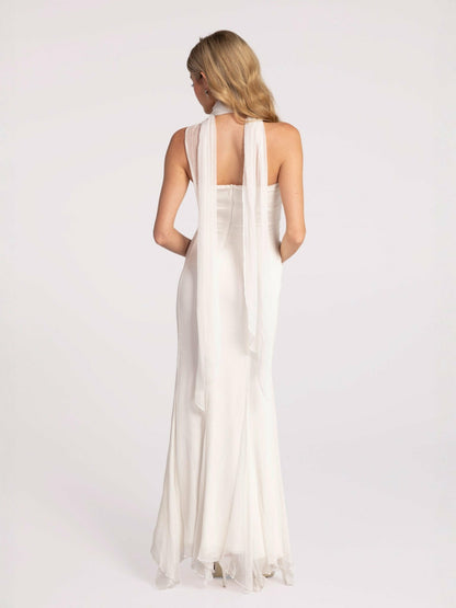 Cassandra Dress: White Maxi Dress for Rehearsal Dinner - Nana Jacqueline