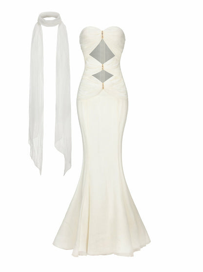 Cassandra Dress: White Maxi Dress for Rehearsal Dinner - Nana Jacqueline