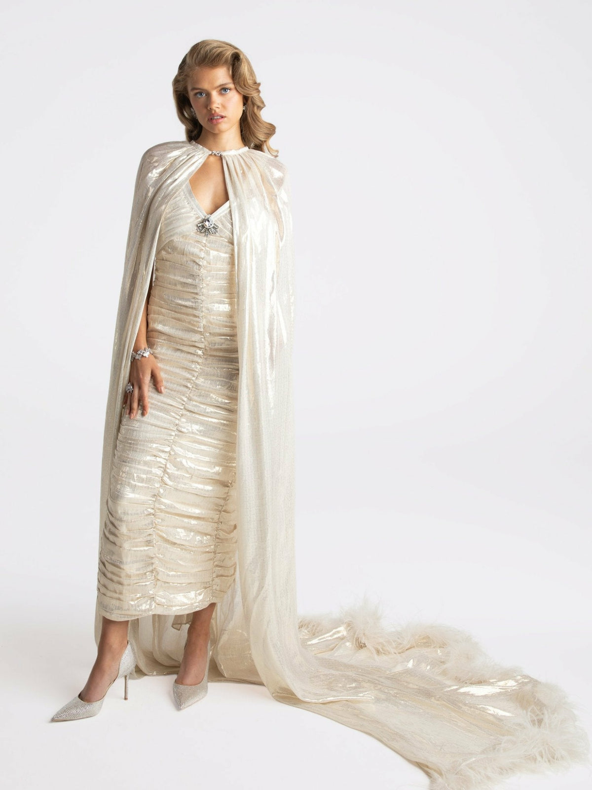 Adele Diamond Dress: Gold Midi Dress for Cocktail Party - Nana Jacqueline