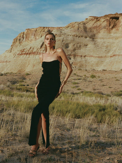 Adeline Dress: Black Maxi Dress for Cocktail Party - Nana Jacqueline