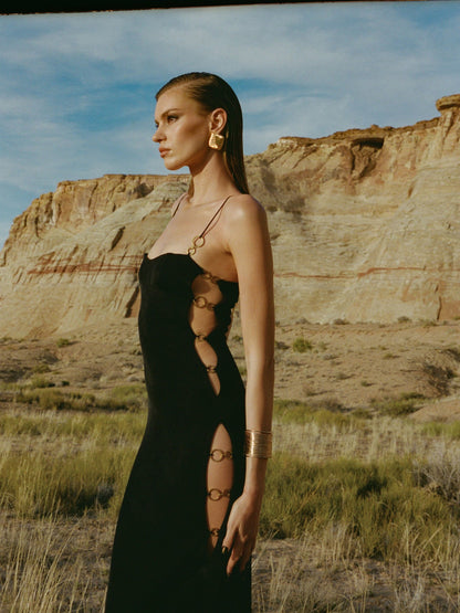 Adeline Dress: Black Maxi Dress for Cocktail Party - Nana Jacqueline