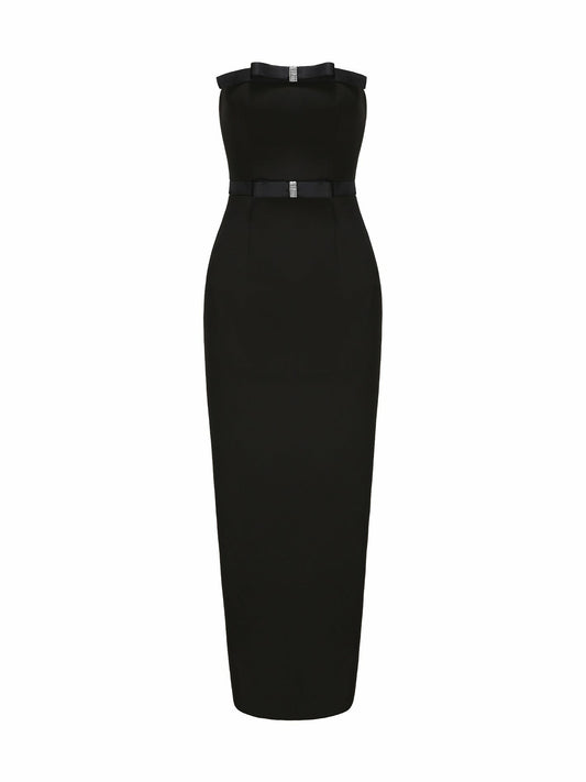Demi Bow Dress: Black Midi Dress for Cocktail Party - Nana Jacqueline