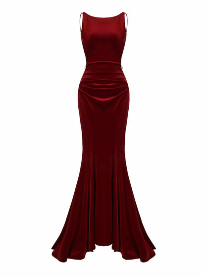 Pauline Velvet Dress: Red Maxi Dress for Formal Wedding Guest - Nana Jacqueline