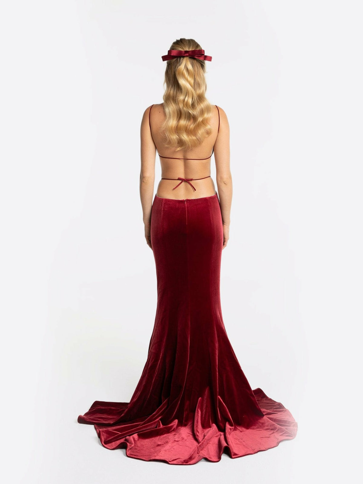 Pauline Velvet Dress: Red Maxi Dress for Formal Wedding Guest - Nana Jacqueline