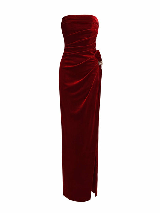 Emma Velvet Dress: Red Maxi Dress for Cocktail Party - Nana Jacqueline