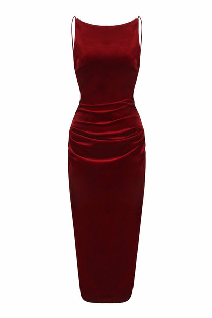 Cristina Dress: Red Midi Dress for Cocktail Party - Nana Jacqueline