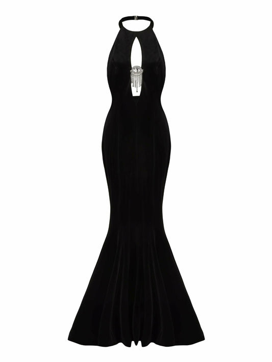 Liliane Velvet Dress: Black Maxi Dress for Formal Event - Nana Jacqueline