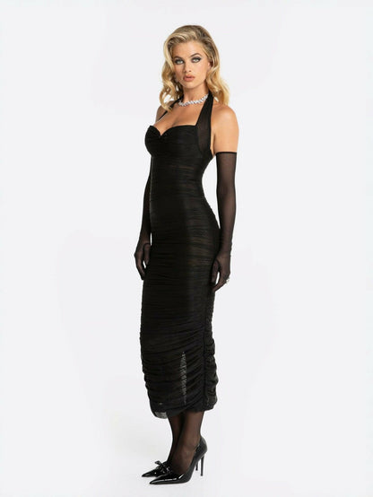 Francesca Dress: Black Midi Dress for Cocktail Party - Nana Jacqueline