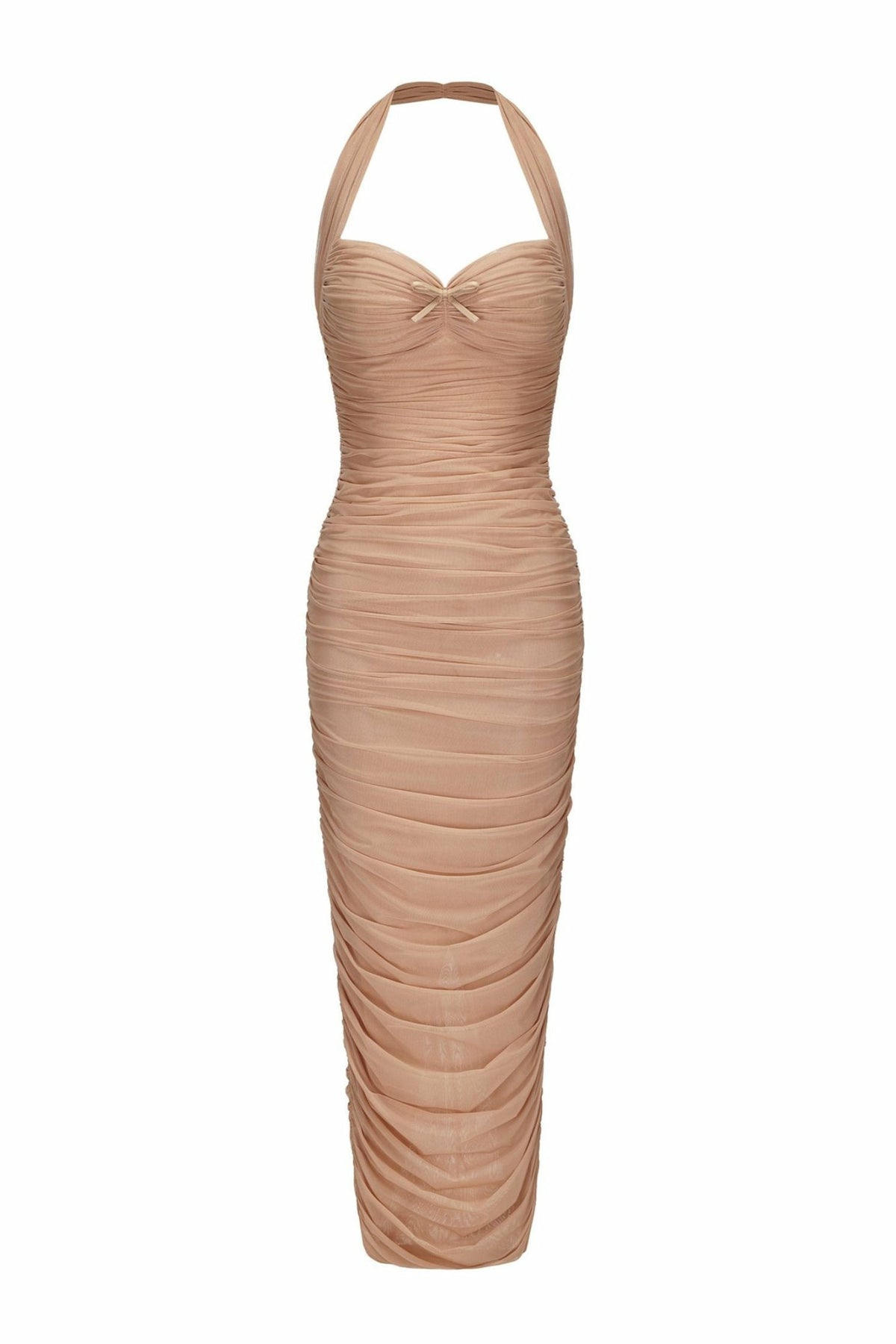 Francesca Dress: Beige Midi Dress for Cocktail Party - Nana Jacqueline