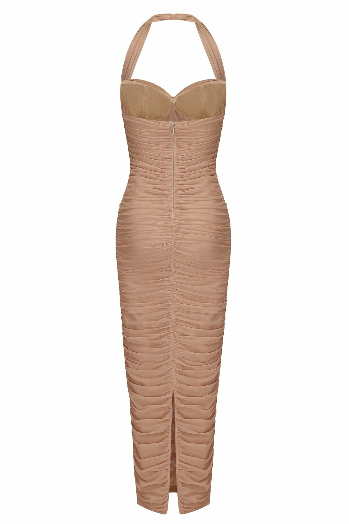 Francesca Dress: Beige Midi Dress for Cocktail Party - Nana Jacqueline