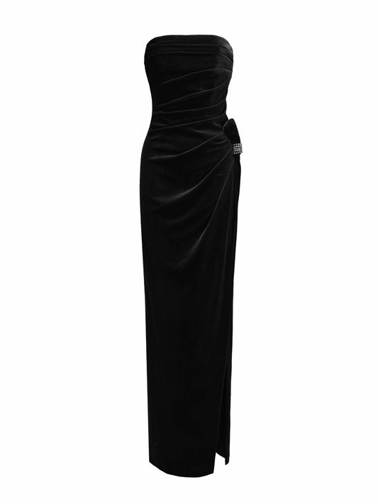 Emma Velvet Dress: Black Maxi Dress for Cocktail Party - Nana Jacqueline