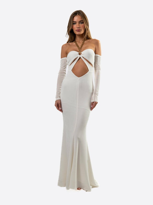 Aviana Dress: White Maxi Dress for Wedding After-Party - Nana Jacqueline