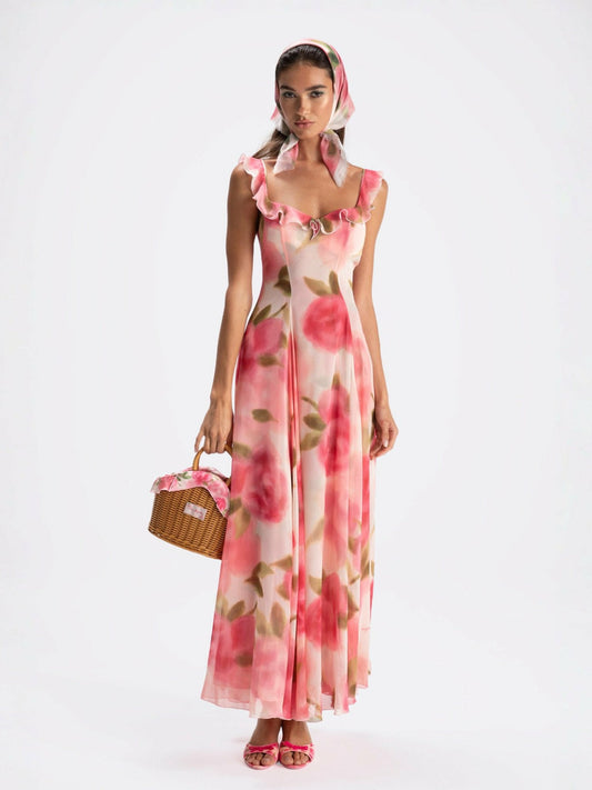 Evie Dress: Pink Maxi Dress for Garden Wedding Guest - Nana Jacqueline