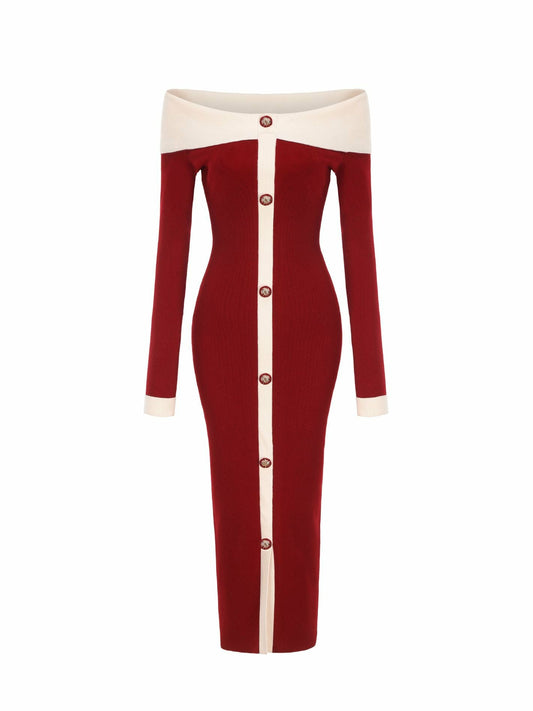 Annie Knit Dress: Red Midi Dress for Date Night - Nana Jacqueline