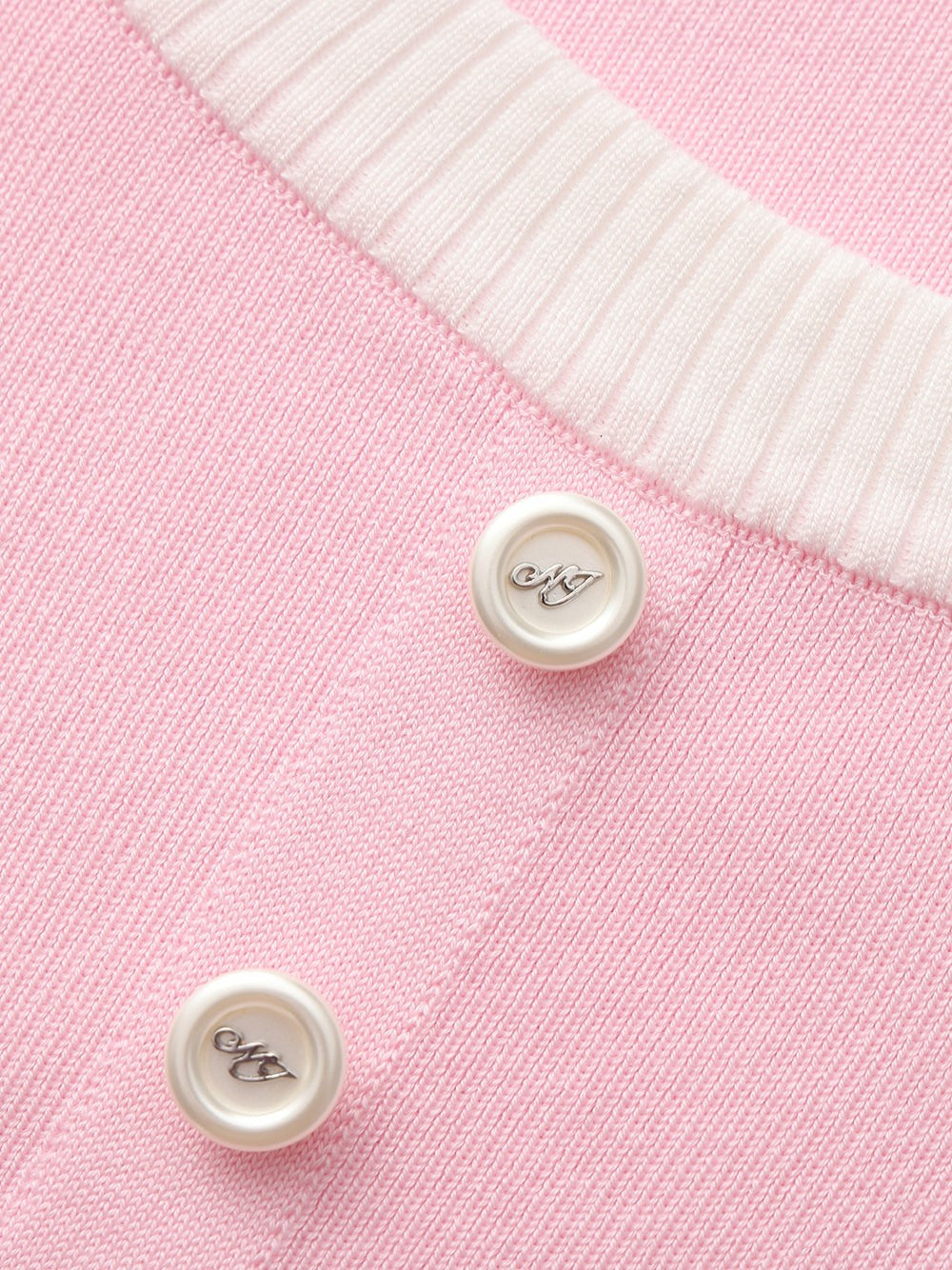 Pink Contrast-Trim Fitted Knit Top - Nana Jacqueline
