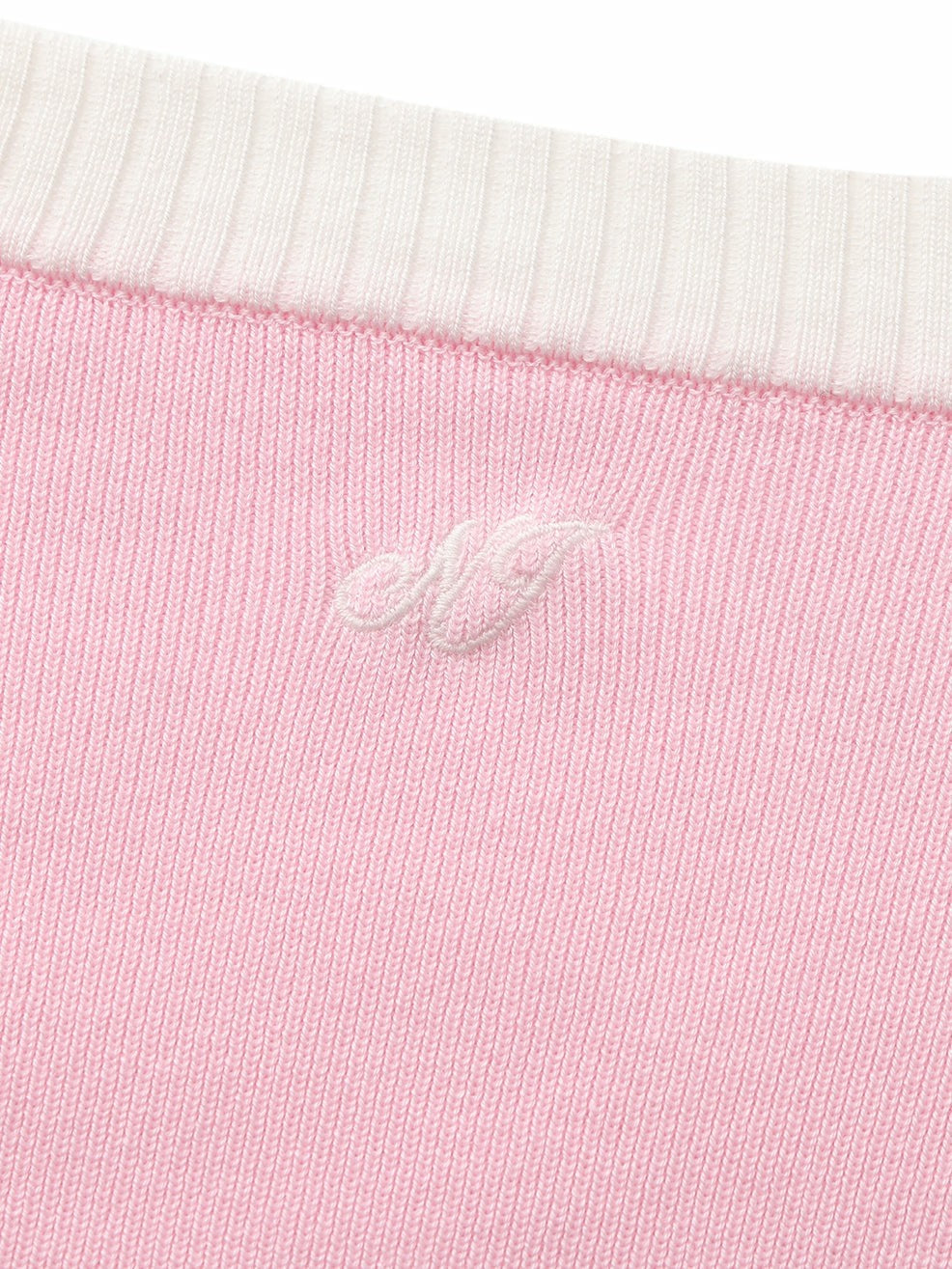 Pink Contrast-Trim Fitted Knit Top - Nana Jacqueline
