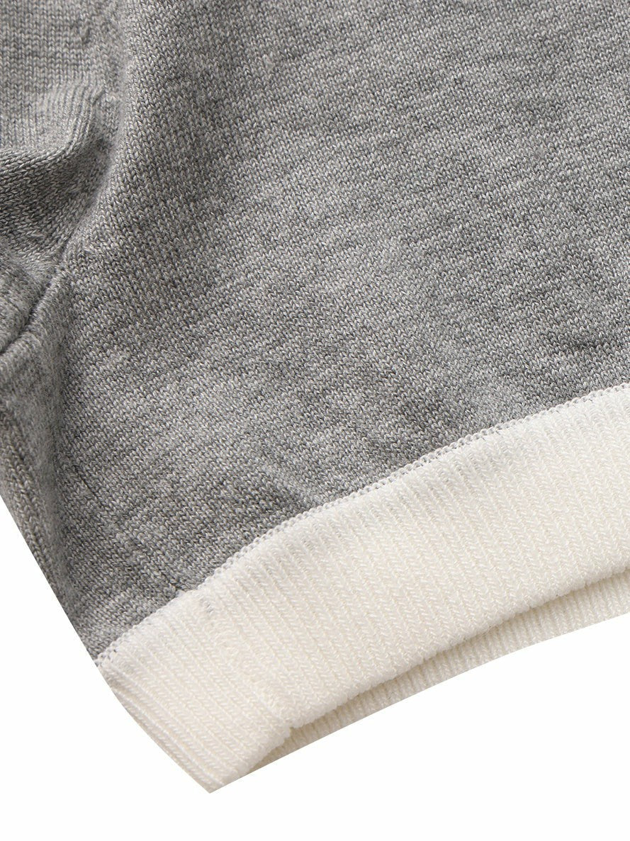 Grey Knit Shorts with Fold-Over Waistband - Nana Jacqueline