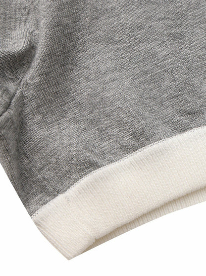 Grey Knit Shorts with Fold-Over Waistband - Nana Jacqueline