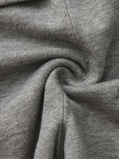 Grey Knit Shorts with Fold-Over Waistband - Nana Jacqueline