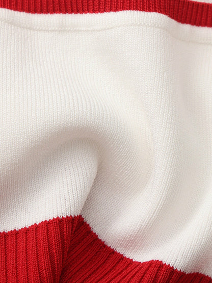 White Contrast Halter Knit Top - Nana Jacqueline