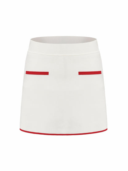White Contrast A-Line Skirt - Nana Jacqueline
