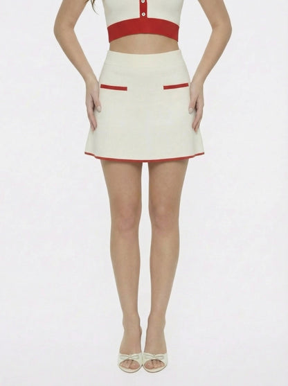 White Contrast A-Line Skirt - Nana Jacqueline