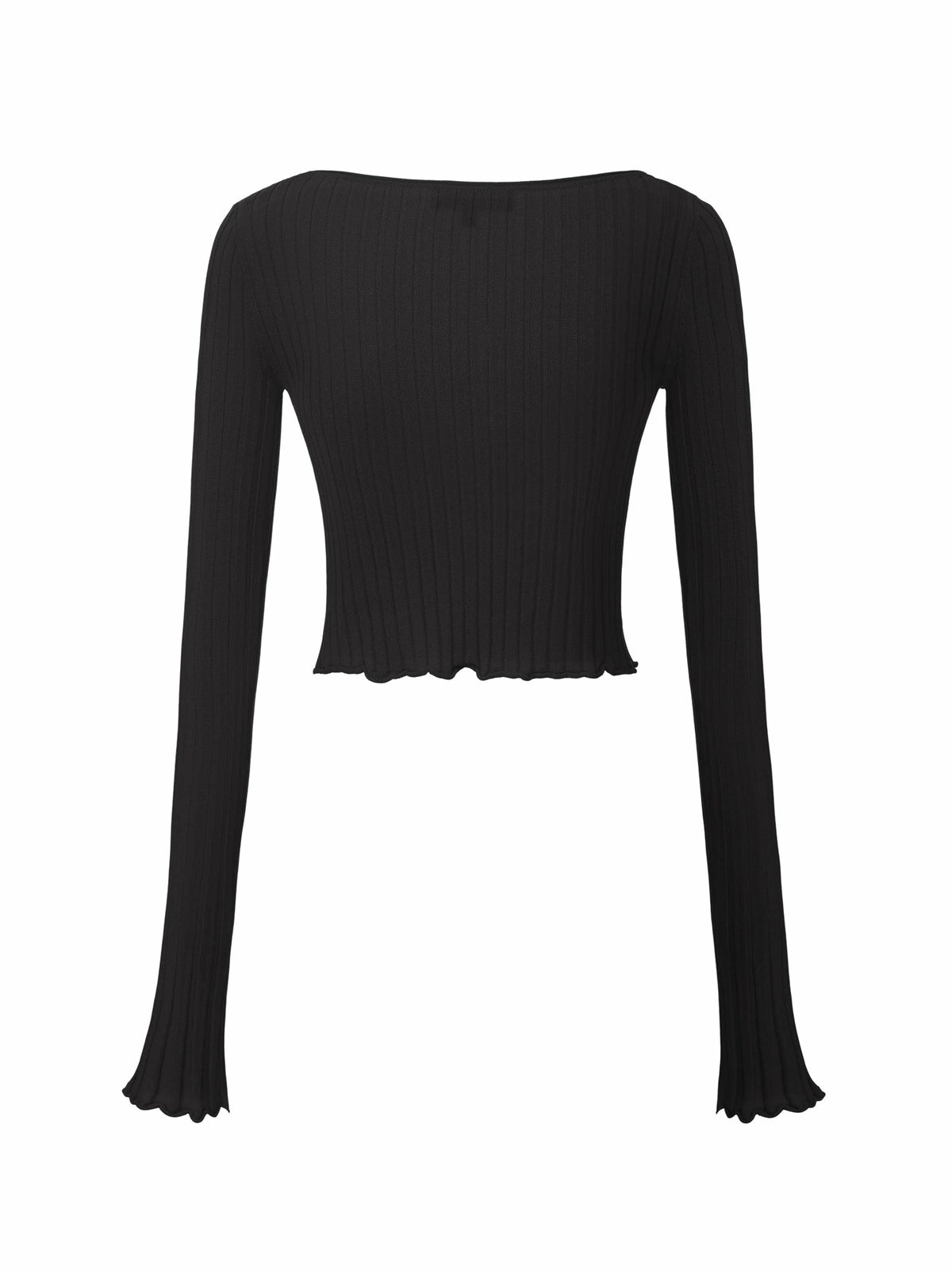 Black Cropped Ribbed Knit Cardigan - Nana Jacqueline