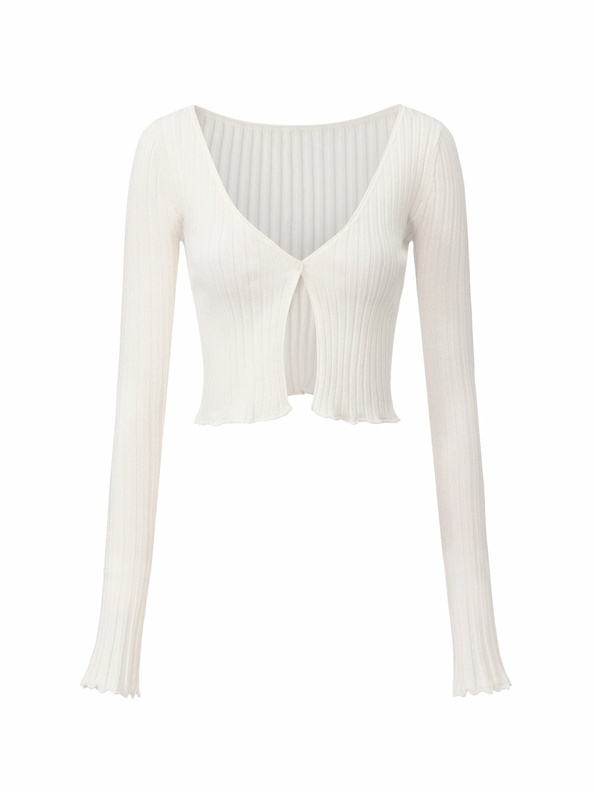 White Cropped Ribbed Knit Cardigan - Nana Jacqueline