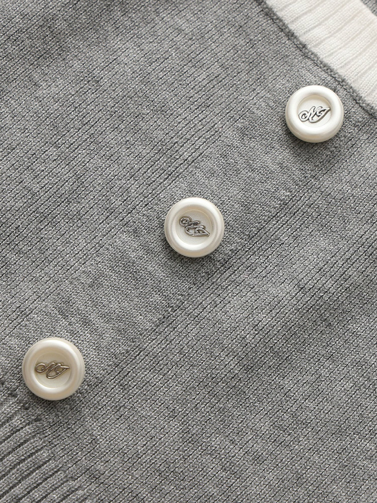 Grey Contrast-Trim Fitted Knit Vest - Nana Jacqueline