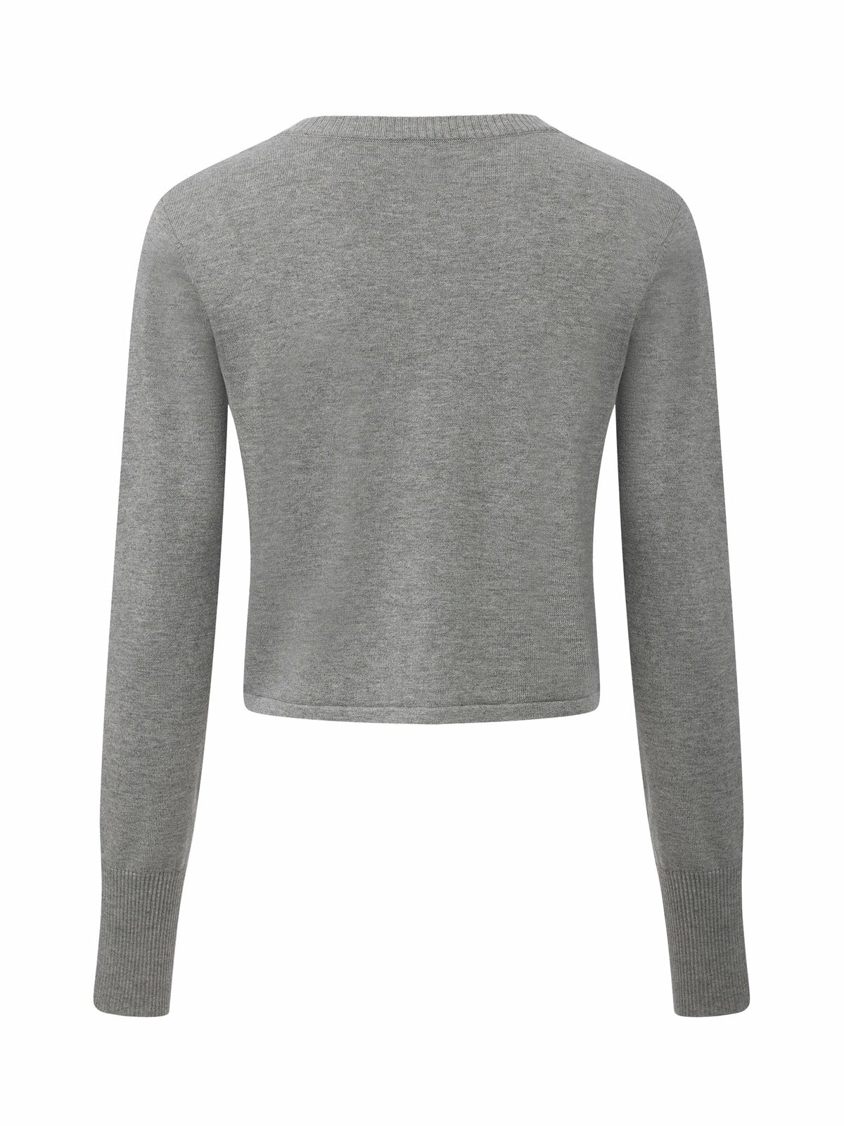 Grey Fitted Round-Neck Knit Cardigan - Nana Jacqueline