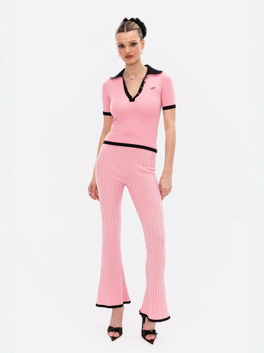 Eliza Pants: Pink Knit Pants for Resort Brunch - Nana Jacqueline