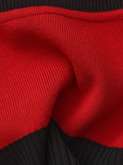 Red Contrast Halter Knit Top - Nana Jacqueline