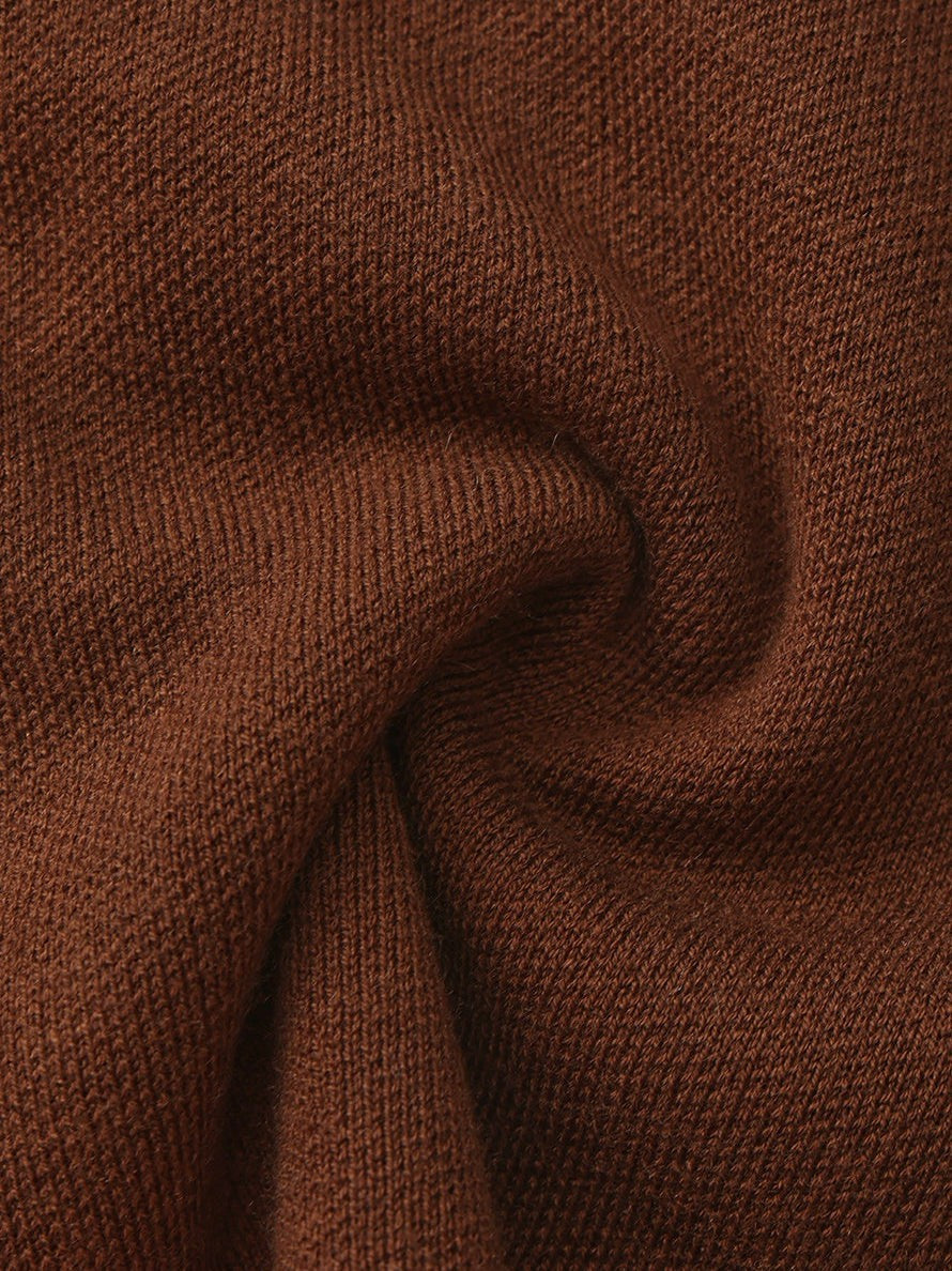 Brown Contrast-Trim Knit Three-Piece Set - Nana Jacqueline