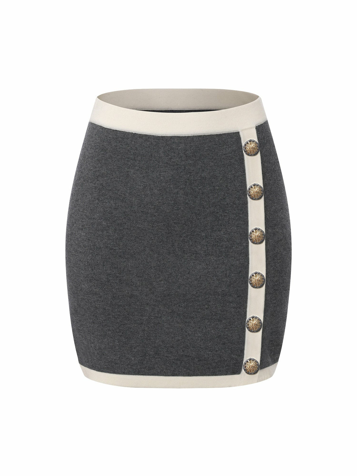 Grey Contrast-Trim Knit Three-Piece Set – Grey - Nana Jacqueline