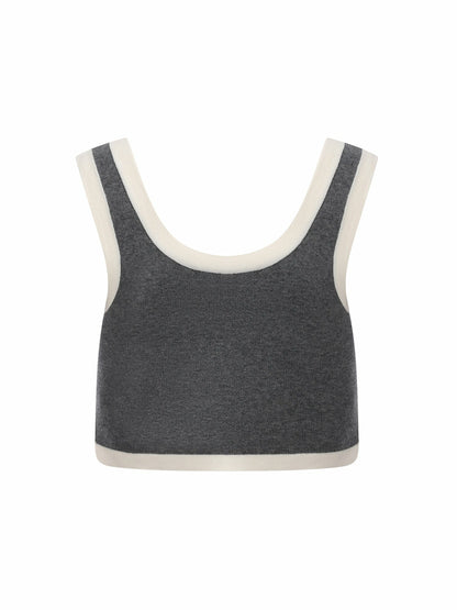 Grey Contrast-Trim Knit Three-Piece Set – Grey - Nana Jacqueline