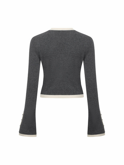 Grey Contrast-Trim Knit Three-Piece Set – Grey - Nana Jacqueline