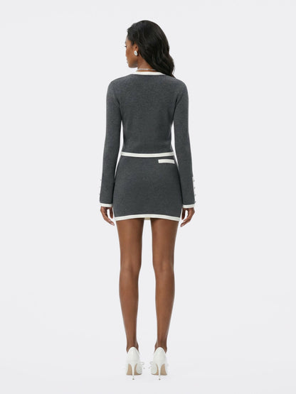 Grey Contrast-Trim Knit Three-Piece Set – Grey - Nana Jacqueline