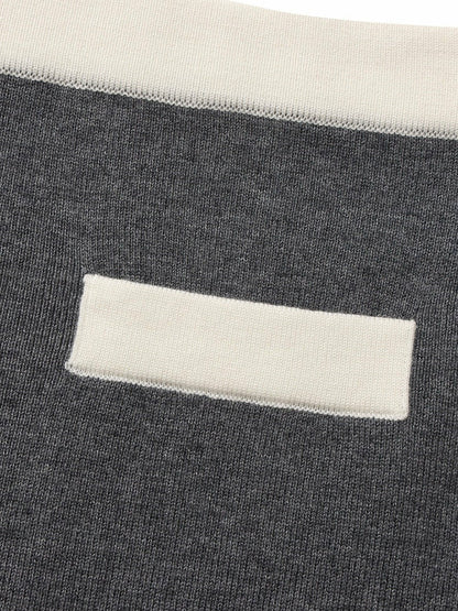 Grey Contrast-Trim Knit Three-Piece Set – Grey - Nana Jacqueline