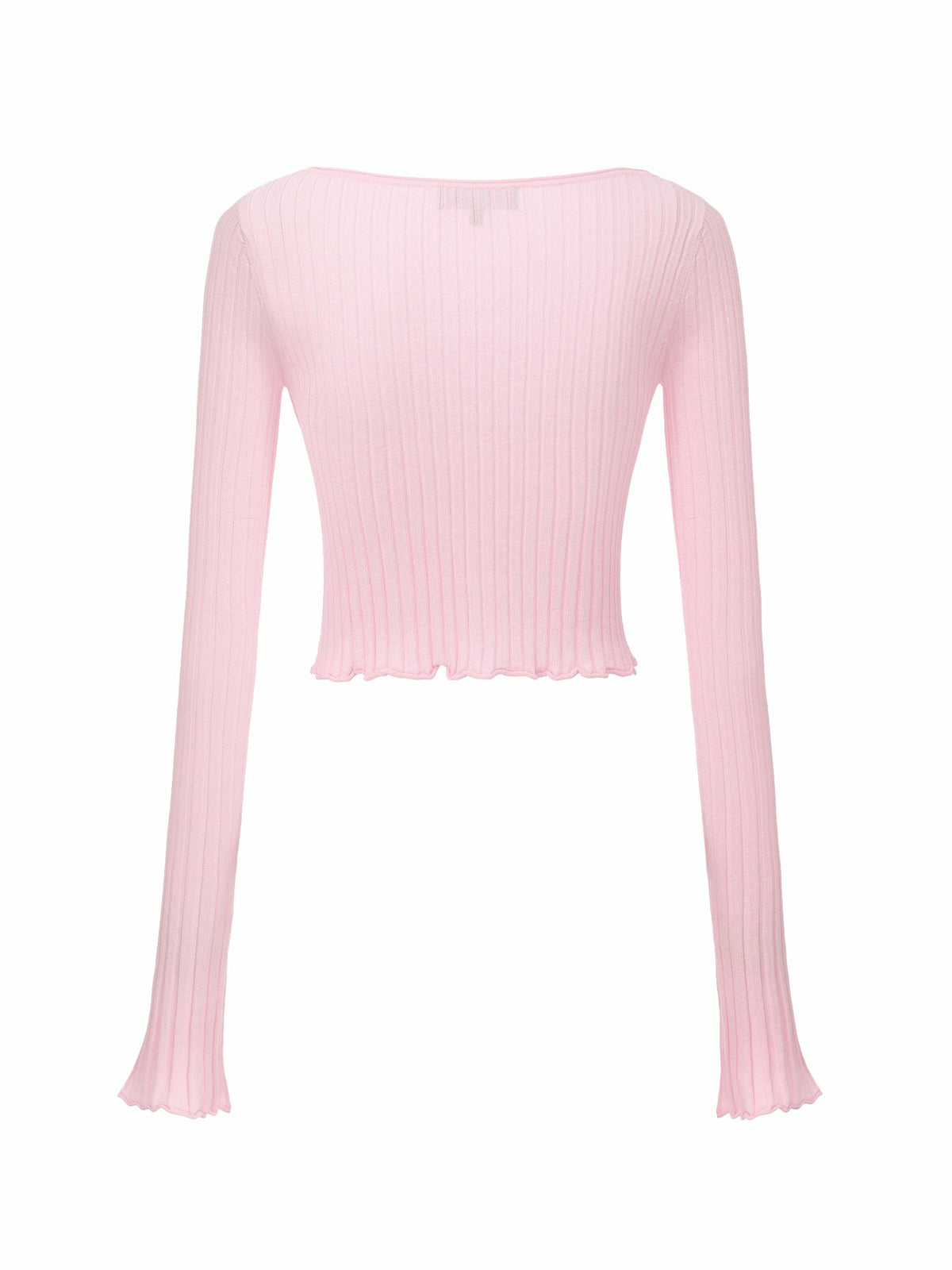 Pink Cropped Ribbed Knit Cardigan - Nana Jacqueline