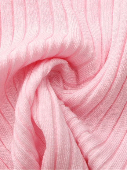 Pink Cropped Ribbed Knit Cardigan - Nana Jacqueline