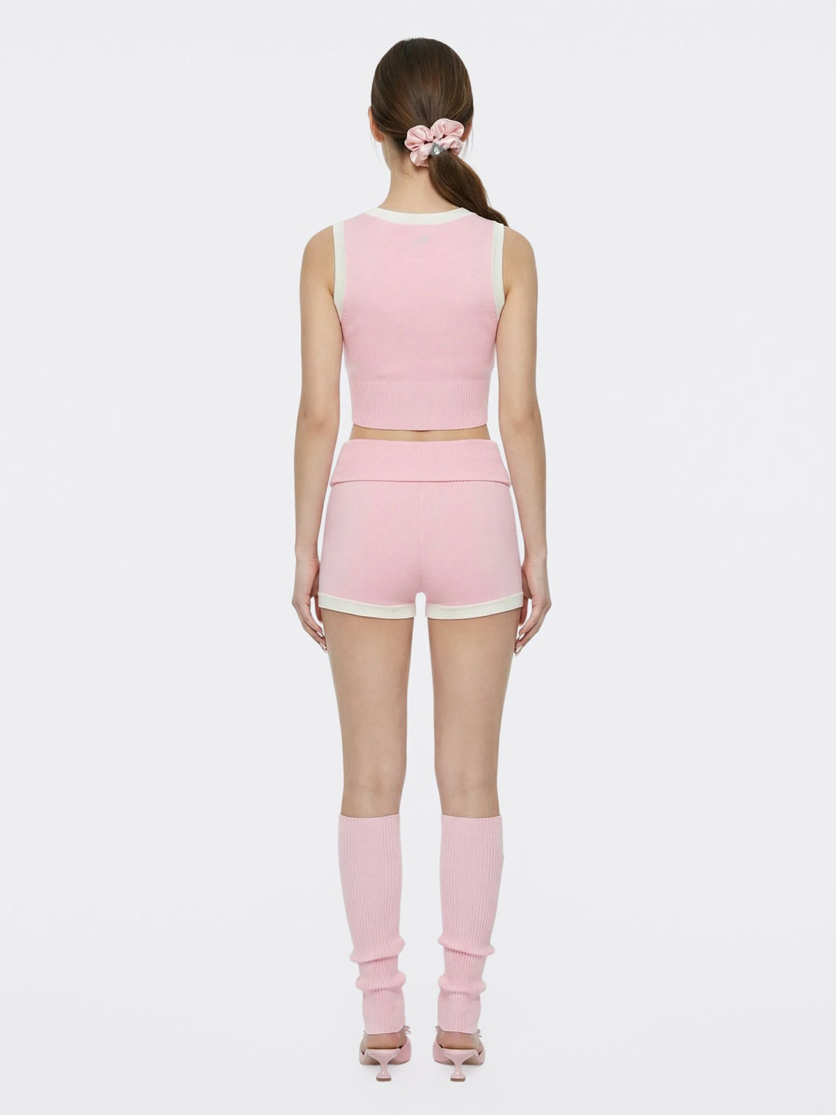 Pink Contrast-Trim Knit Vest with Pearl Buttons - Nana Jacqueline