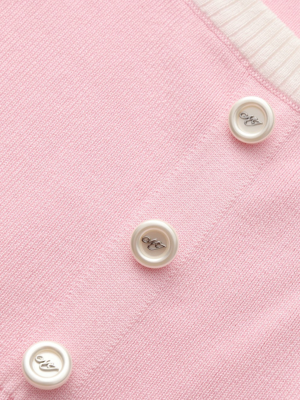 Pink Contrast-Trim Knit Vest with Pearl Buttons - Nana Jacqueline
