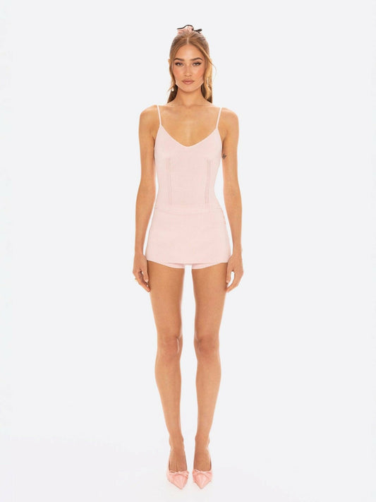 Carrie Shorts: Pink Knit Shorts for Resort Brunch - Nana Jacqueline